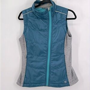 Women's Blue and Gray Quilted Vest